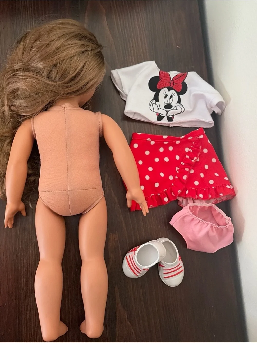 Disney ily Doll Outfit Red White Minnie Polka Dot Skirt
